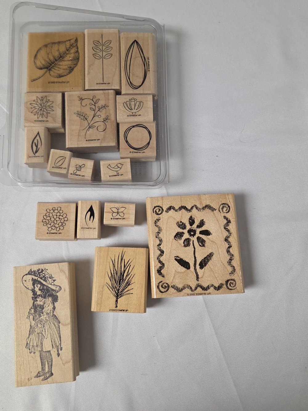 Stampin Up Sweet‎ Summer Set of 17 Wood Mounted Rubber Stamps Flowers Insects